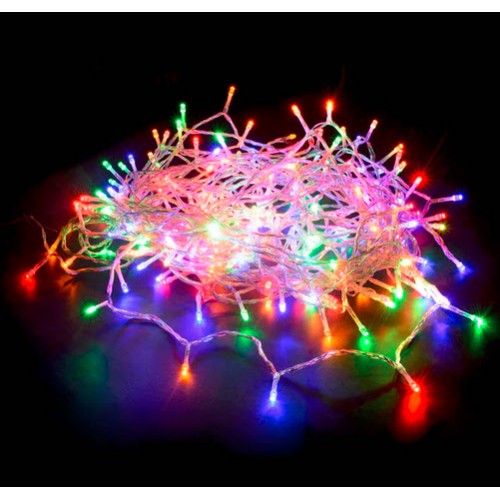 Connectable 75M 1000 LED Christmas Fairy Lights - Multi Colour (Clear Cable)